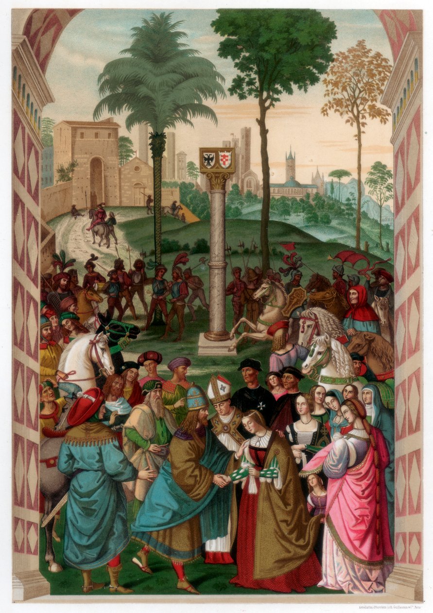 Aeneas Piccolomini ने फ्रेडरिक III, 1502-1508, 1870 में पुर्तगाल के इलोना को पेश किया द्वारा फ्रांज केल्होवेन