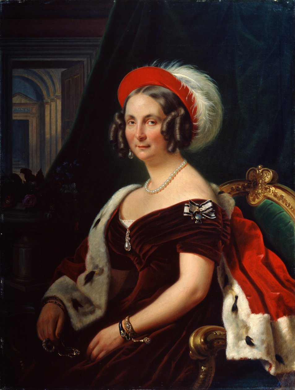 हनोवर की रानी फ्रेडेरिका का पोर्ट्रेट, 1778-1841, 19 वीं शताब्दी। द्वारा फ्रांज क्रूगर
