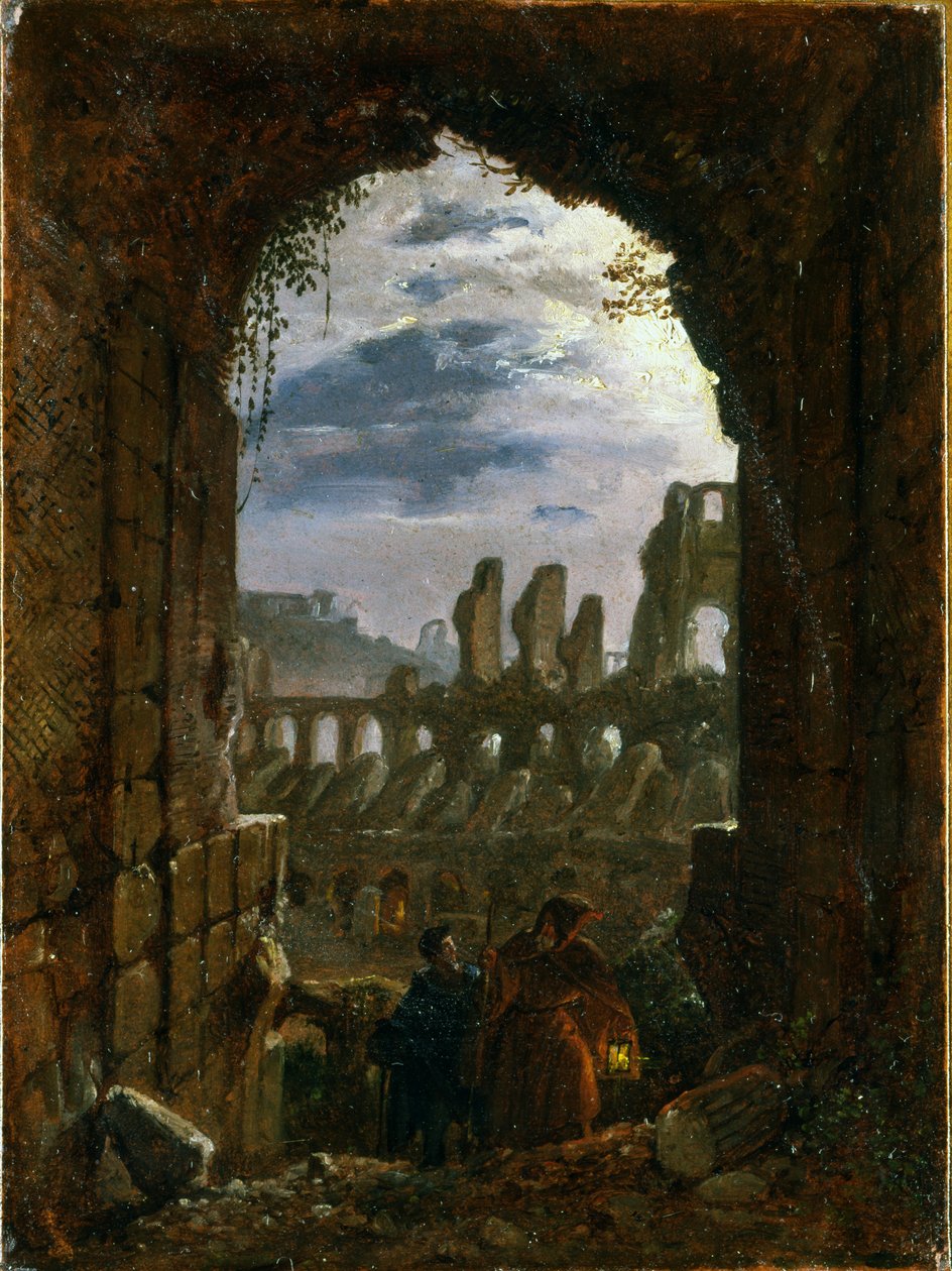 मूनलाइट द्वारा कोलोसियम, c.1826-30 द्वारा फ्रांज लुडविग कैटेल
