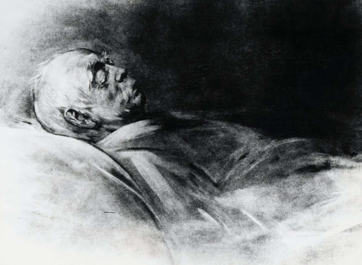 उनकी मृत्यु शय्या पर ओटो वॉन बिस्मार्क (1815-1898) द्वारा फ्रांज सेराफ वॉन लेनबैक