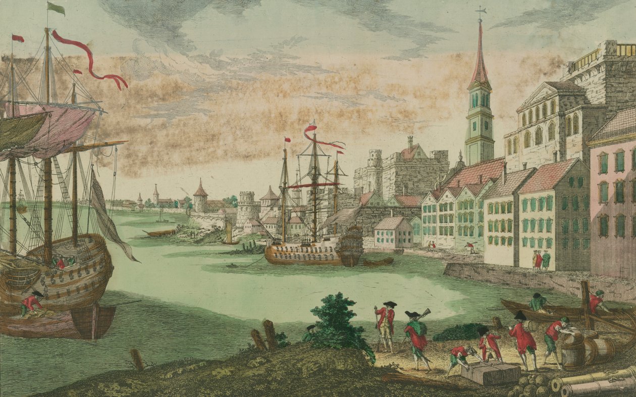 बोस्टन, मैसाचुसेट्स में बंदरगाह, c.1770-80 द्वारा फ्रांज ज़ेवियर हैबरमैन