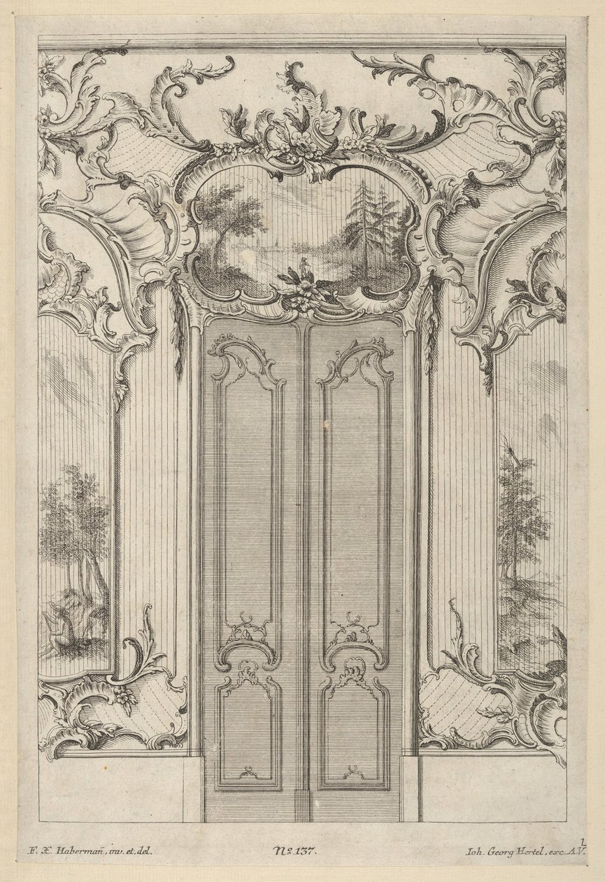 डबल डोर के साथ वॉल एलिवेशन, 'वंडफुलंगेन' से, सीए। 1748-70। द्वारा फ्रांज ज़ेवियर हैबरमैन