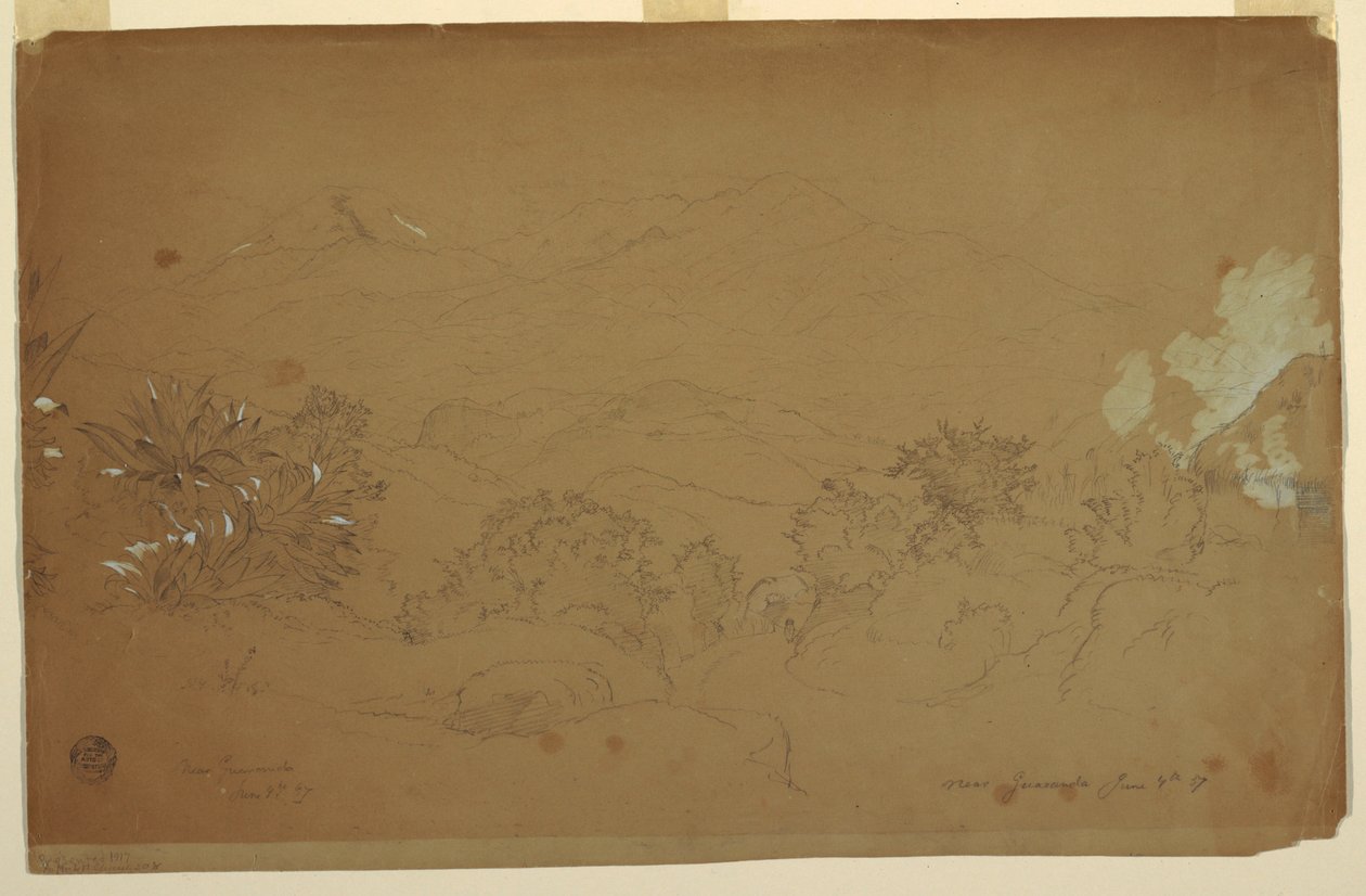 ड्राइंग, लैंडस्केप नियर ग्वारंडा, इक्वाडोर, 4 जून, 1857 द्वारा फ्रेडरिक एडविन चर्च