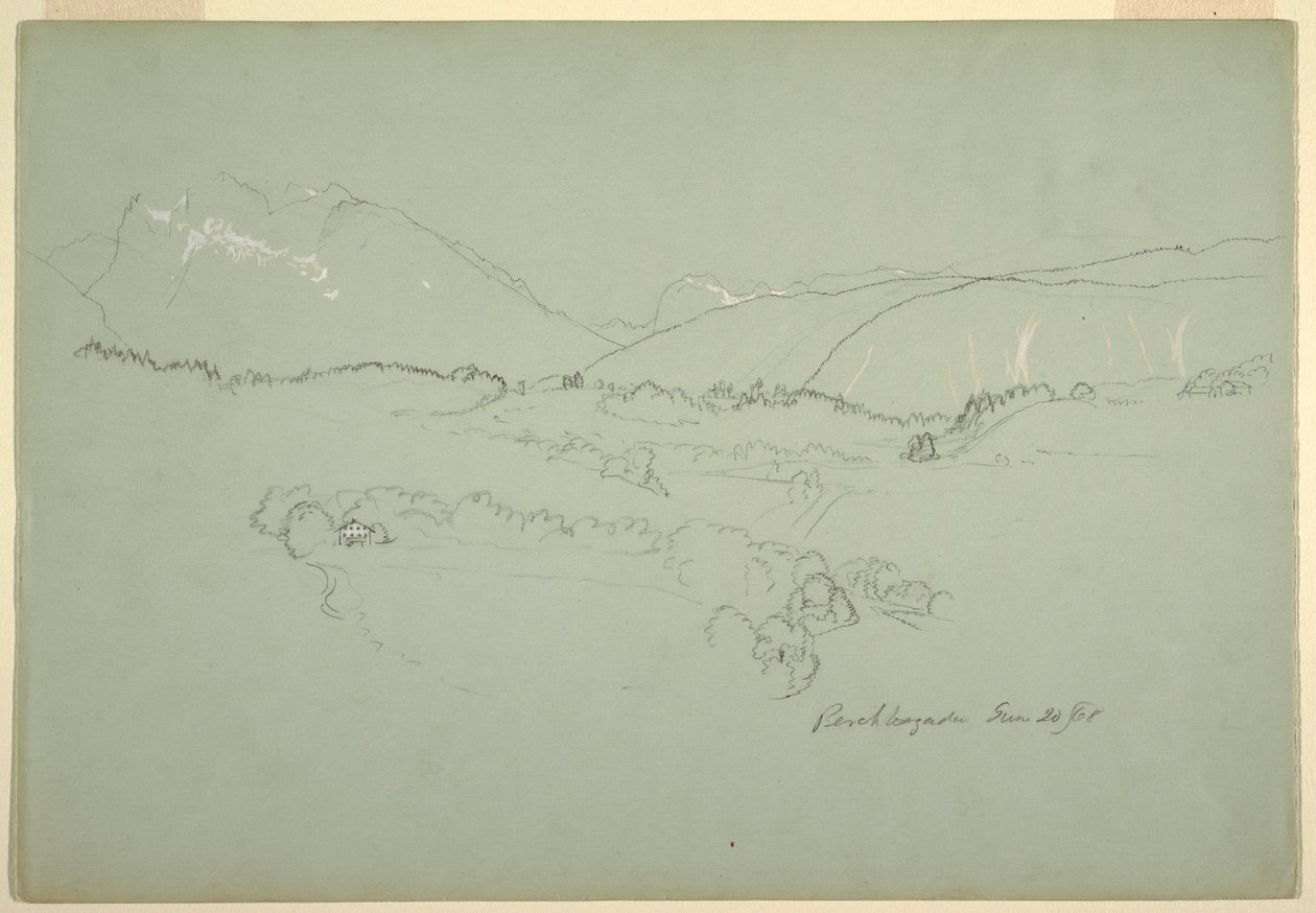 ड्राइंग, पूर्वोत्तर, बर्कट्सगैडेन, बवेरिया के पास, 20 जून, 1868 द्वारा फ्रेडरिक एडविन चर्च