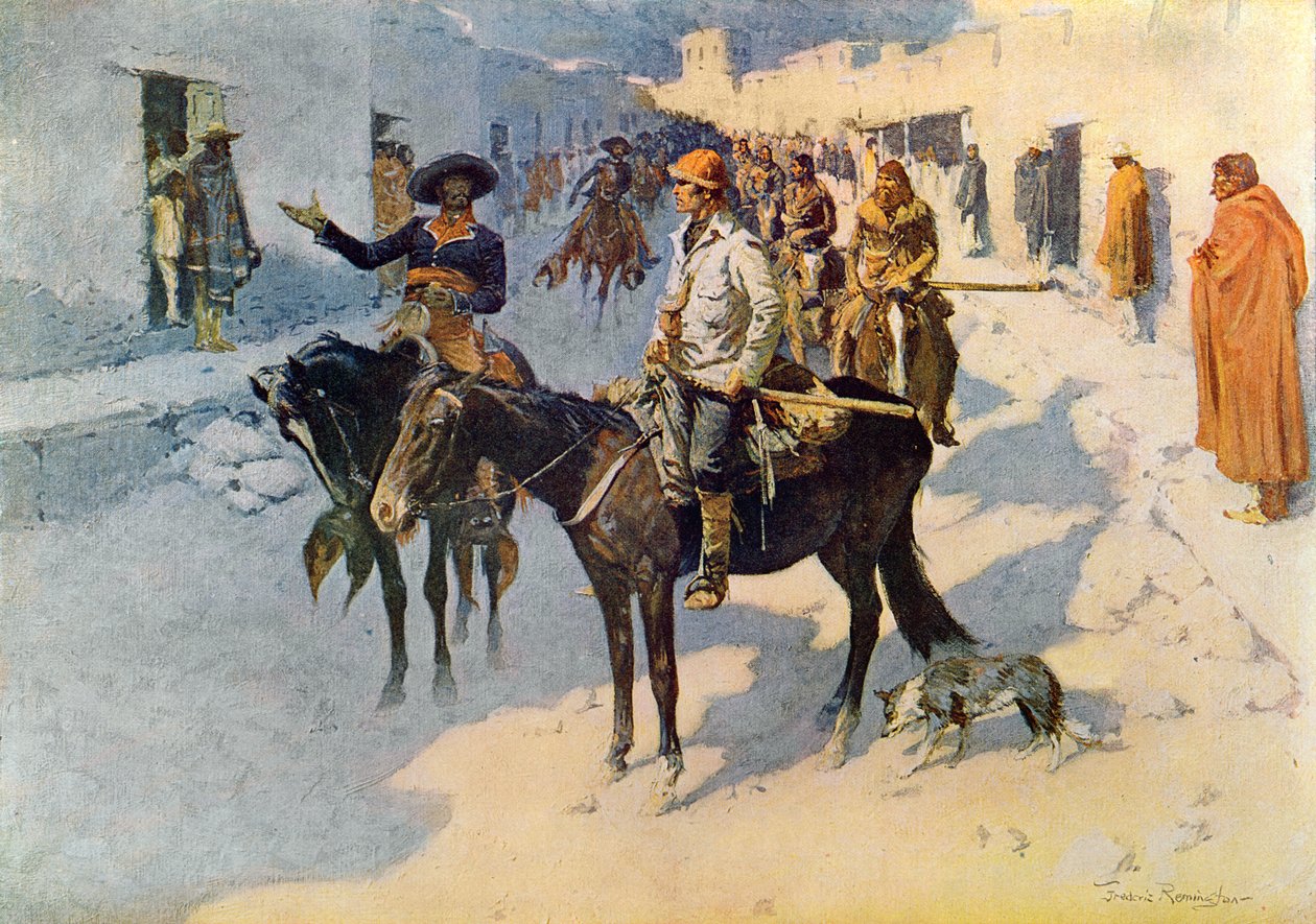 ज़ेबुलोन पाइक एंट्री सांता फ़े, चित्रण &39;कोलियरस वीकली&39;, 1906 में प्रकाशित द्वारा फ्रेडरिक रेमिंगटन
