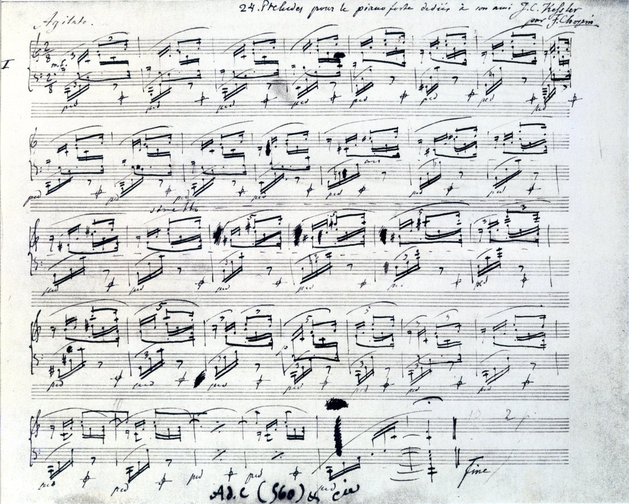 फ़्रेडरिक चोपिन (1810 - 1849), पोलिश संगीतकार द्वारा पियानो के लिए प्रस्तावना 1 के लिए शीट संगीत। द्वारा फ्रेडरिक चोपिन