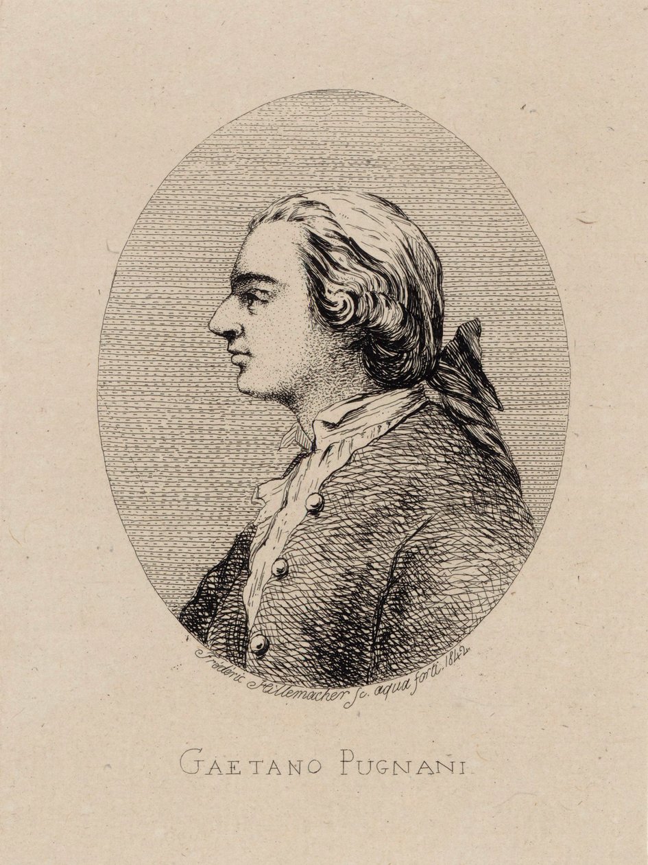 वायलिन वादक और संगीतकार गेटानो पुगनानी का चित्र 1731-1798, 1842। द्वारा फ्रेडरिक डिज़ायर हिल्मैचर