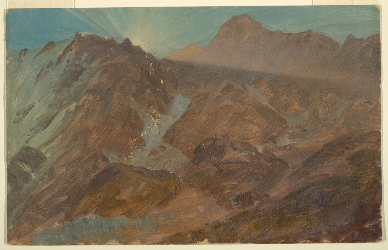 सनराइज, बर्नीज़ आल्प्स, स्विट्जरलैंड में चोटियाँ और ग्लेशियर द्वारा फ्रेडरिक एडविन चर्च