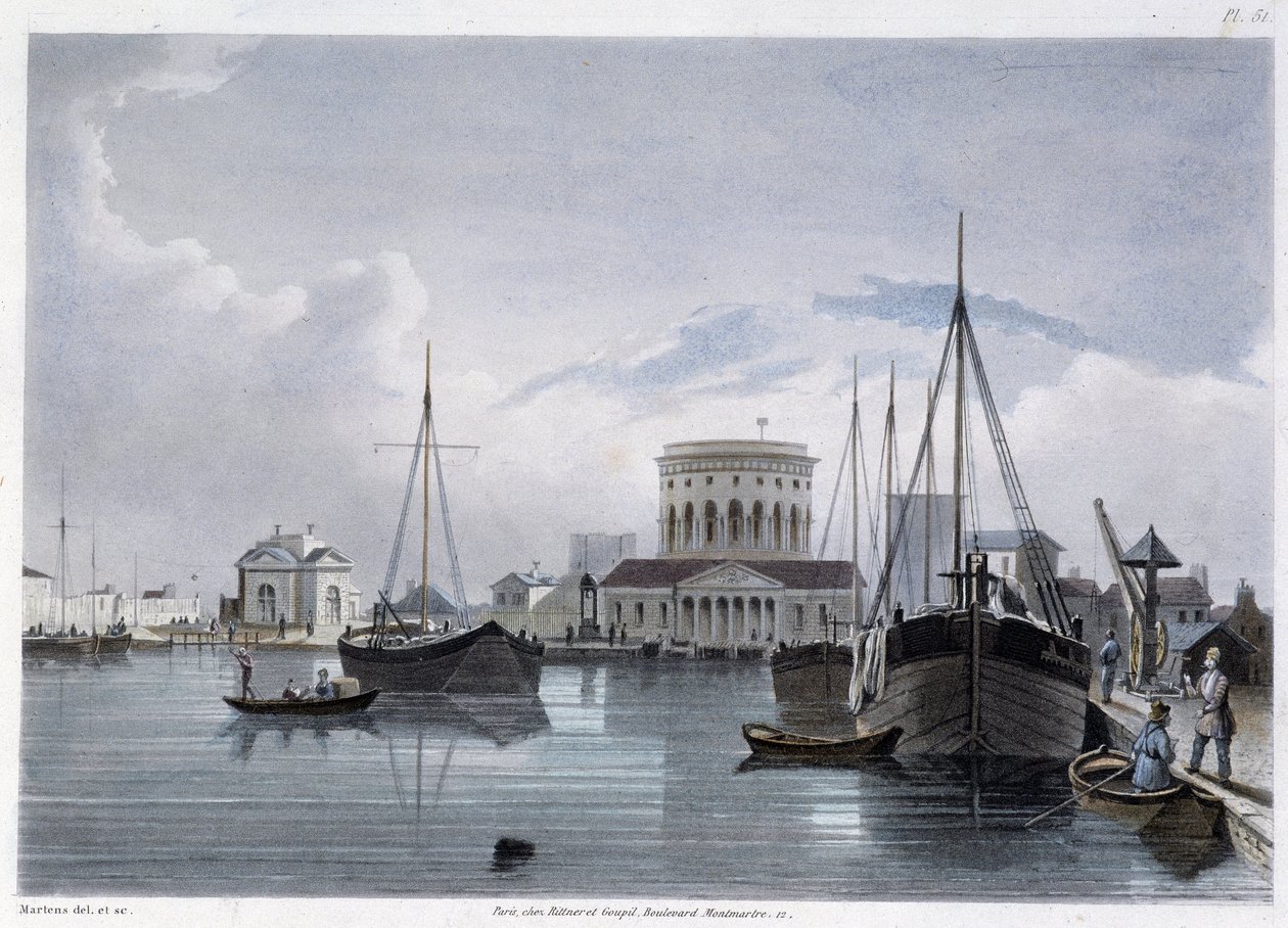 द कैनाल डे ला विलेट (कैनाल डे ल'ऑर्कक) - मार्टेंस द्वारा "पेरिस इन 1832" में, एड। रिटनर और गौपिला द्वारा फ्रेडरिक मार्टेंस
