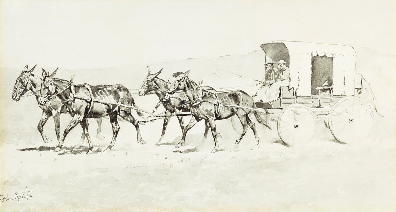 विलियमसन के चरणों में से एक, c.1892 (कलम और ब्रश और काली स्याही और कागज पर चीनी सफेद) द्वारा फ्रेडरिक रेमिंगटन