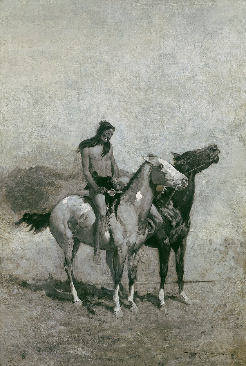 द फायर-इटर ने अपने विक्टिम को उसके टट्टू के सामने गिरा दिया, c.1900 द्वारा फ्रेडरिक रेमिंगटन