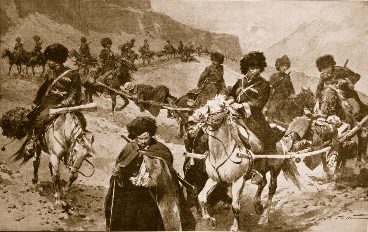1914-19 कोकेशिया के पहाड़ों में कोसैक एम्बुलेंस कॉन्वॉय द्वारा फ़्रेडरिक डी हेनेन