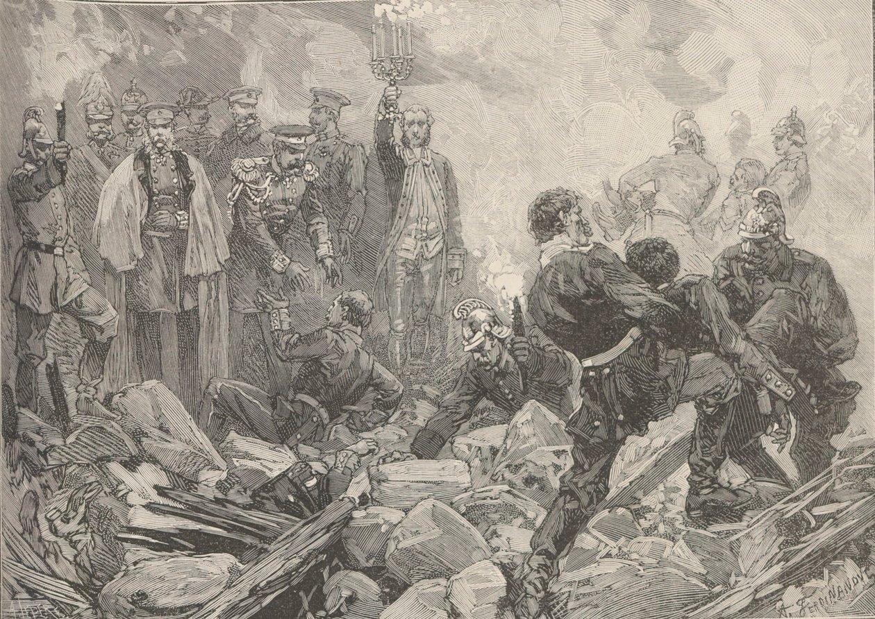 विस्फोट के बाद शीतकालीन पैलेस, 17 फरवरी, 1880 की शाम। द्वारा फ़्रेडरिक डी हेनेन