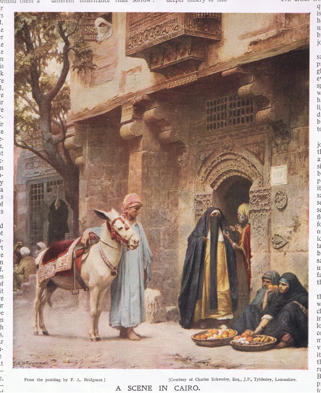 1917 में प्रकाशित &39;बिब्बी एनुअल&39; से काहिरा में एक दृश्य द्वारा फ्रेडरिक आर्थर ब्रिजमैन