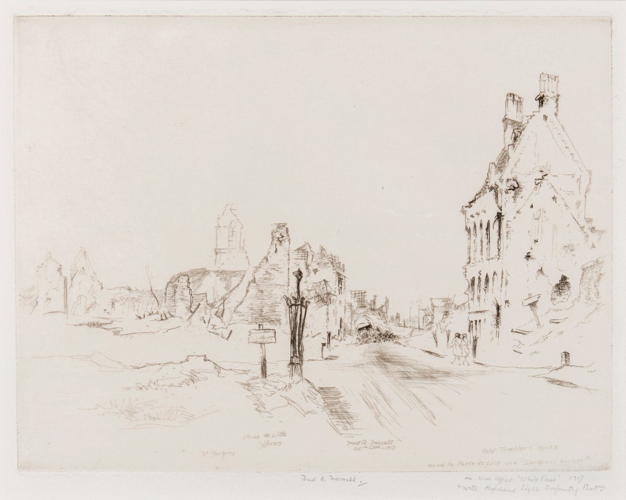 Ypres, 26 दिसंबर 1917 (ड्राईपॉइंट) द्वारा फ्रेडरिक आर्थर फैरेल