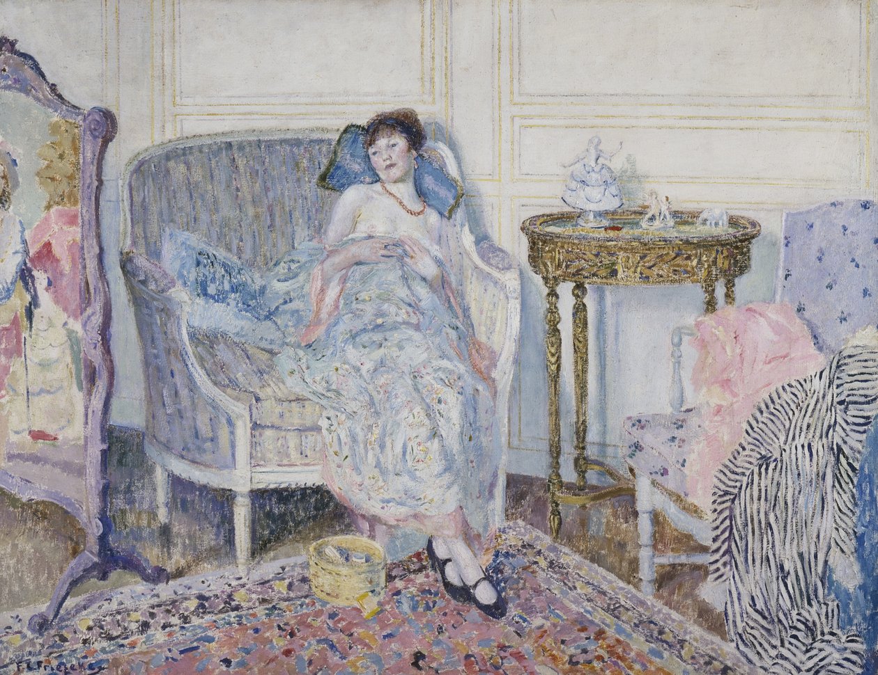 Boudoir में, c.1914 द्वारा फ्रेडरिक कार्ल फ्रैसेक