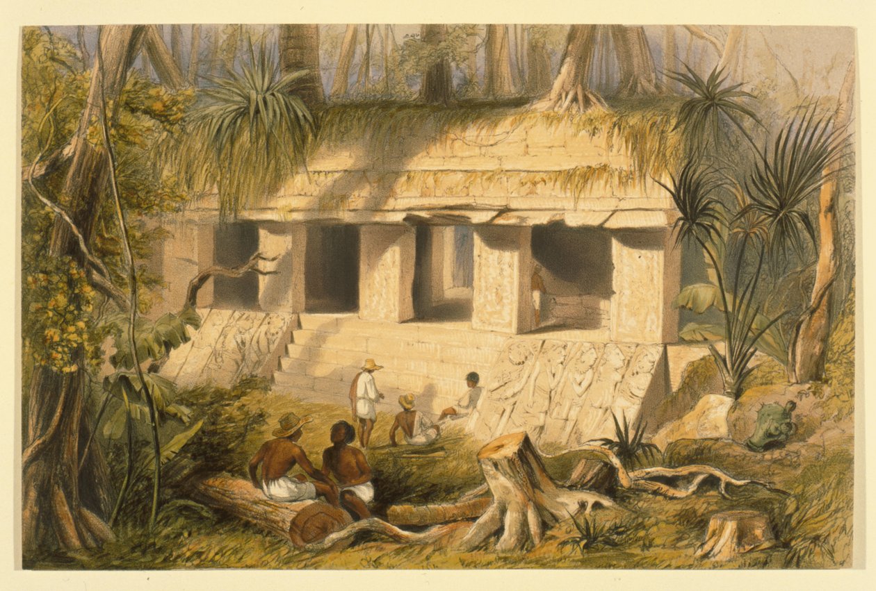 जॉन लॉयड स्टीफेंस, 1844 द्वारा पैलेक में पैलेस का प्रधान न्यायालय, मध्य अमेरिका, चियापास और युकाटन में यात्रा की घटनाएं द्वारा फ्रेडरिक कैथरवुड