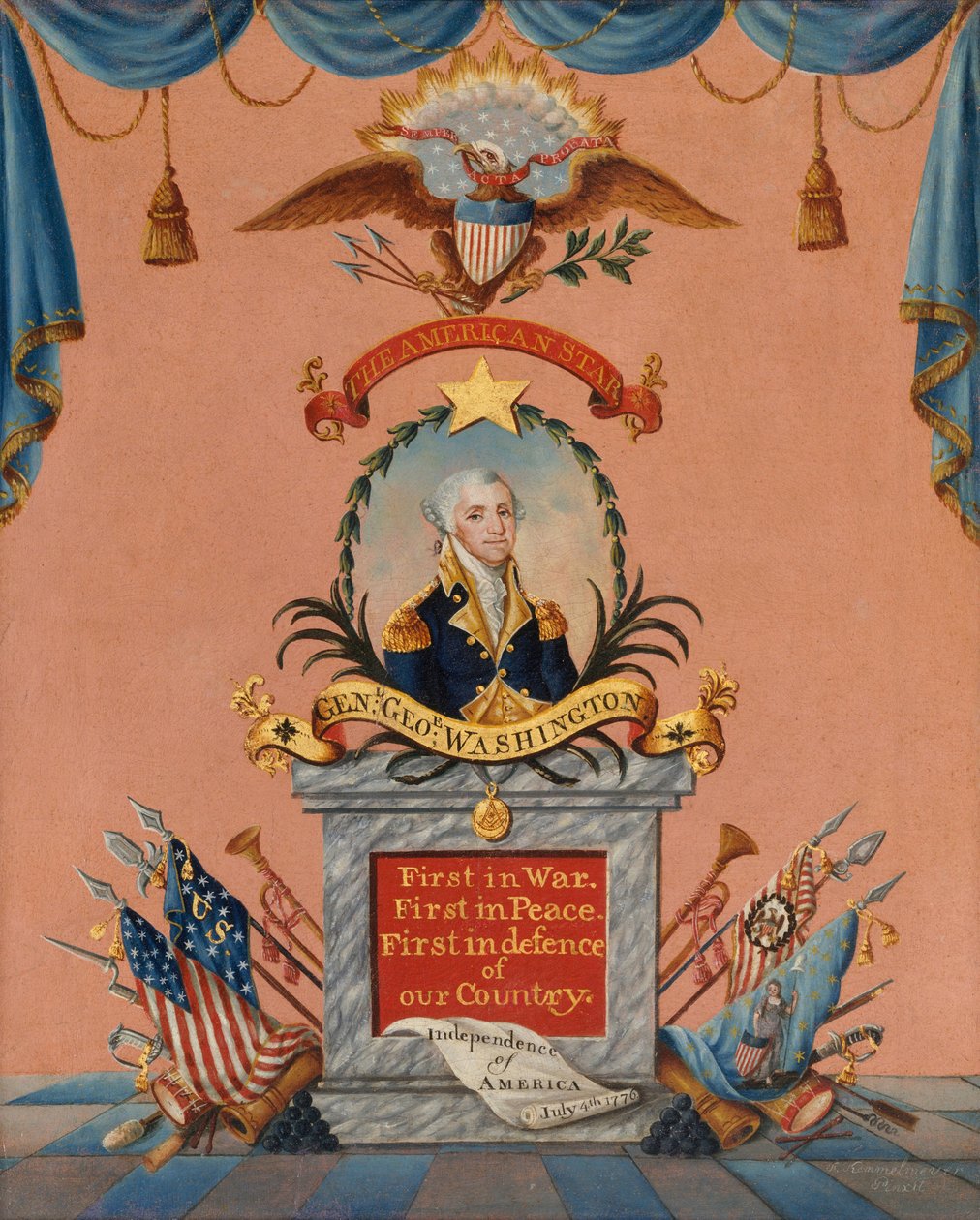 अमेरिकन स्टार (जॉर्ज वाशिंगटन), c.1803 (कागज पर तेल और सोने की पत्ती) द्वारा फ्रेडरिक केमेल्मेयर