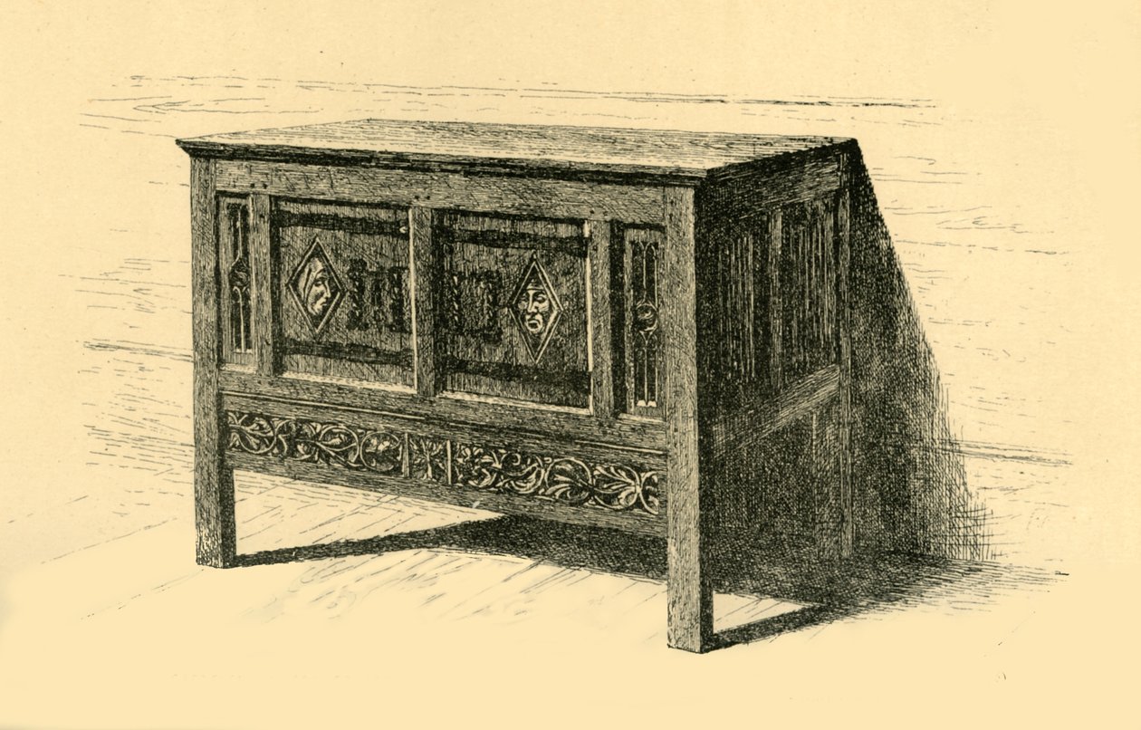 ओक चेस्ट, 1460-1480, 1881। द्वारा फ्रेडरिक अल्बर्ट स्लोकोम्ब