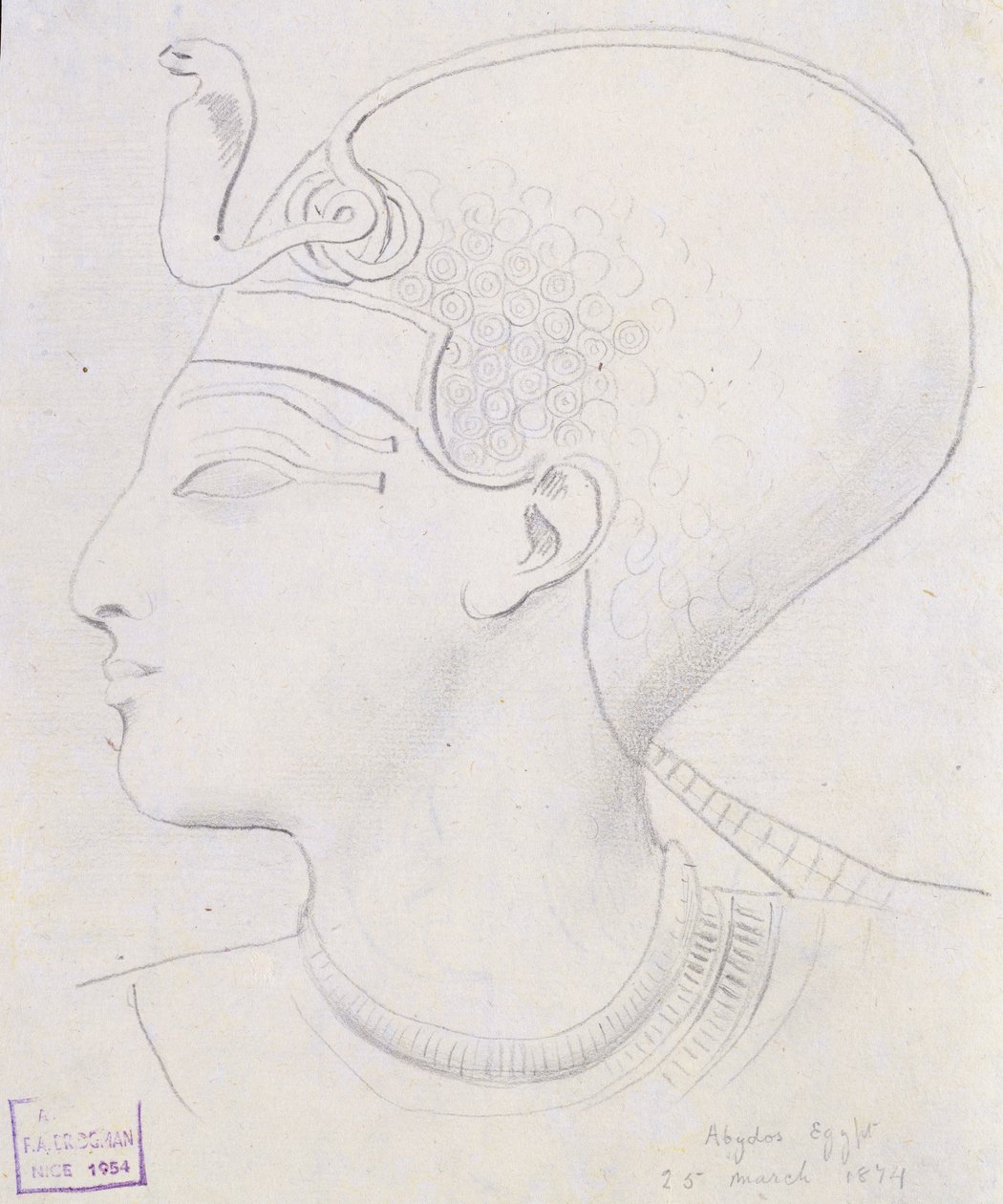 सेती प्रथम, एबाइडो, 1874 के मंदिर में सेटी I (1394-1279 ईसा पूर्व) के प्रमुख का एक अध्ययन द्वारा फ्रेडरिक आर्थर ब्रिजमैन