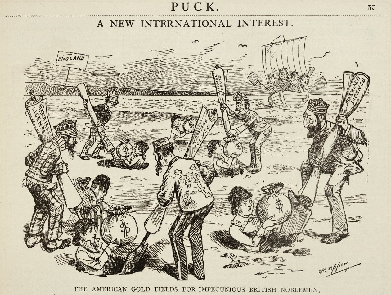1880 में &39;द अमेरिकन गोल्ड फील्ड्स फॉर इम्पैक्टस ब्रिटिश नोबलमेन&39; का चित्रण द्वारा फ्रेडरिक बूर ओपर