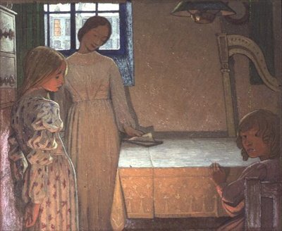 'ए विंटर्स इवनिंग' के लिए अध्ययन, c.1900 (कार्डबोर्ड पर तेल) द्वारा फ्रेडरिक केली रॉबिन्सन