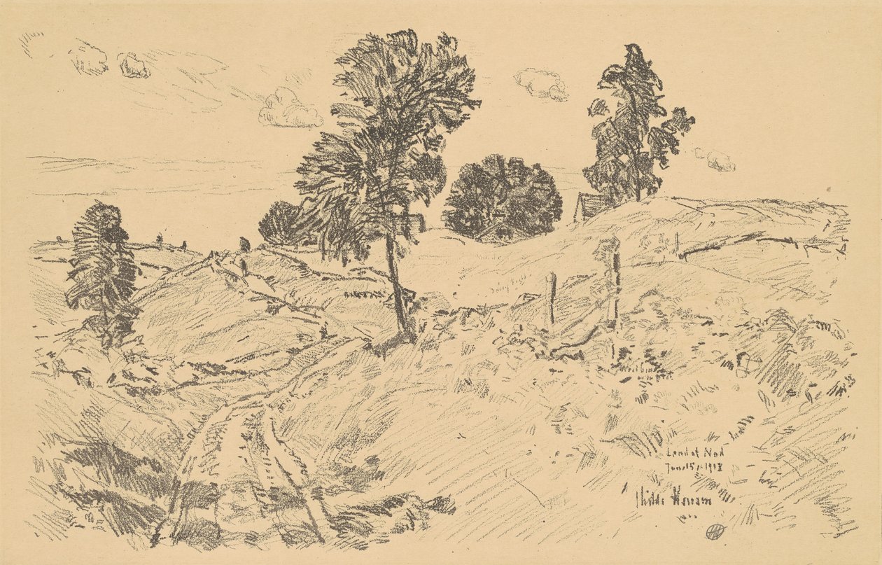लैंडस्केप, नोड की भूमि, 1918। द्वारा फ़्रेडरिक चाइल्ड हस्साम