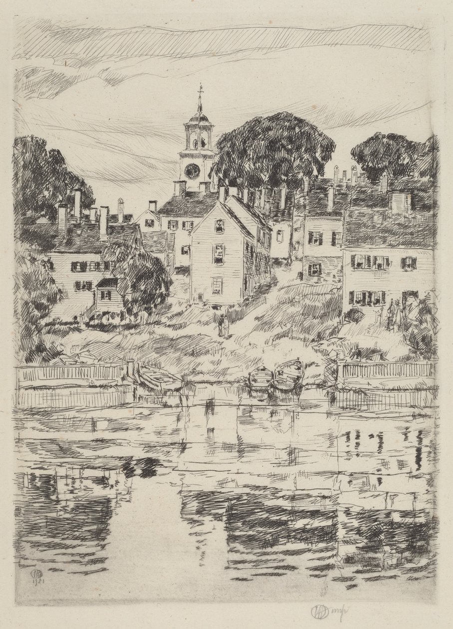 चर्च टॉवर, पोर्ट्समाउथ, 1921। द्वारा फ़्रेडरिक चाइल्ड हस्साम
