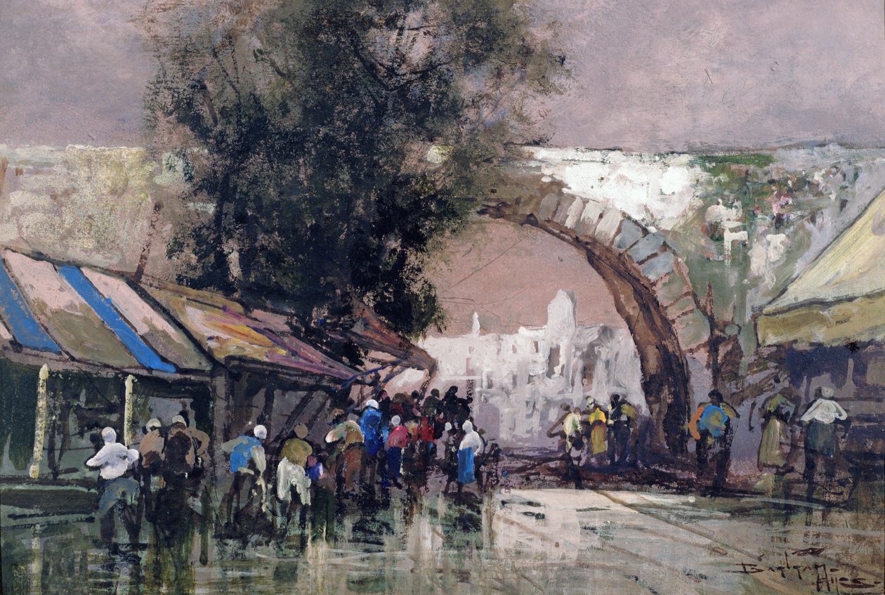 द बिज़ी हैट्स ऑफ़ मेन, 1915 (बोर्ड पर तेल und wc) द्वारा फ्रेडरिक जॉनन हील्स