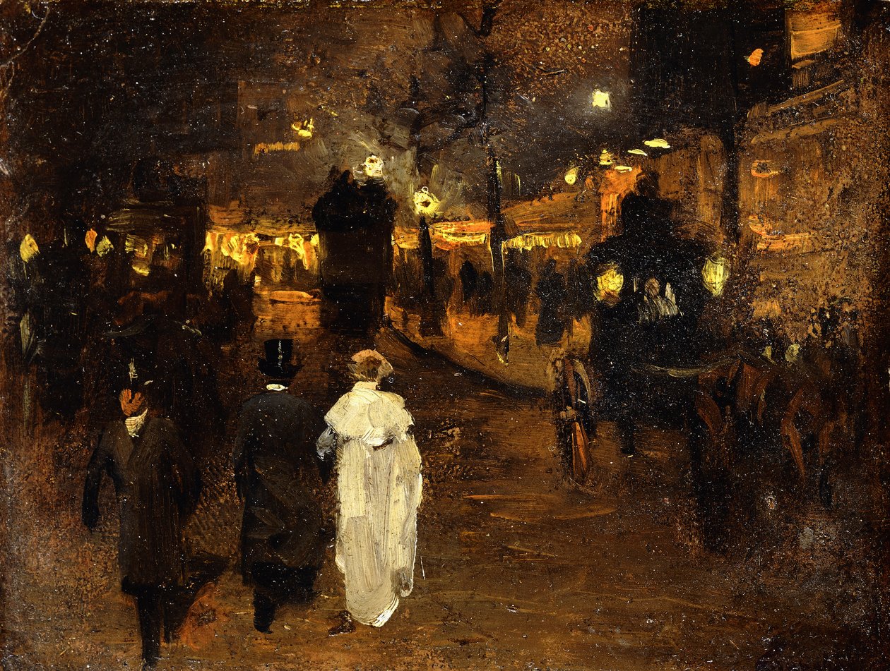 रात, लंदन, C.1905 (बोर्ड पर तेल) पर क्रॉसिंग रोड द्वारा फ्रेडरिक जुड वॉ
