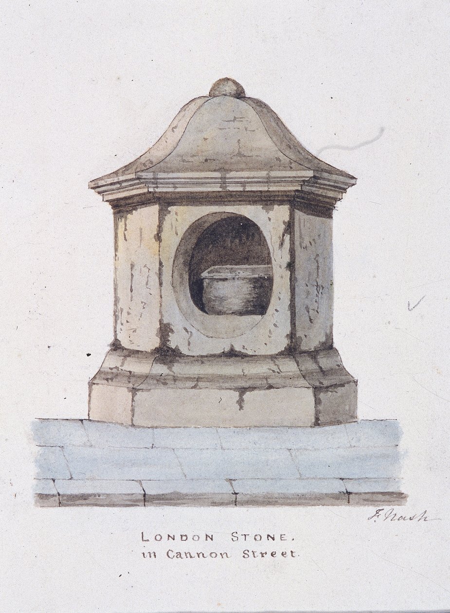 लंदन स्टोन, कैनन स्ट्रीट, लंदन, c1816 द्वारा फ्रेडरिक नैश
