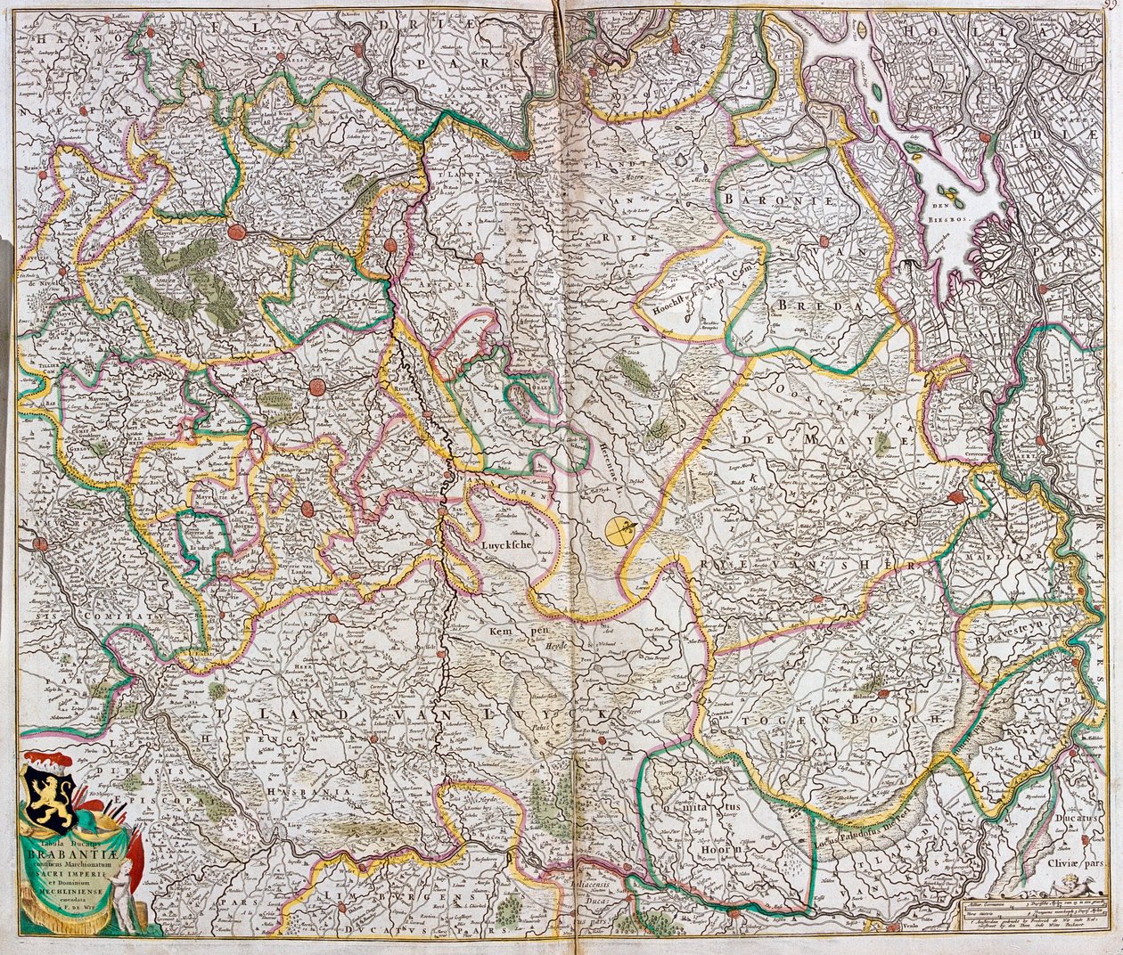 डचे ऑफ ब्रेबेंट (बेल्जियम, नीदरलैंड्स) का नक्शा (नक़्क़ाशी) द्वारा फ्रेडरिक डे विट