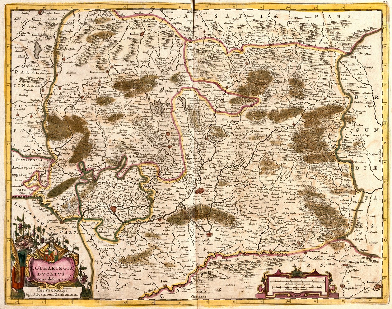 डचे ऑफ लोरेन (फ्रांस) का नक्शा (नक़्क़ाशी) द्वारा फ्रेडरिक डे विट
