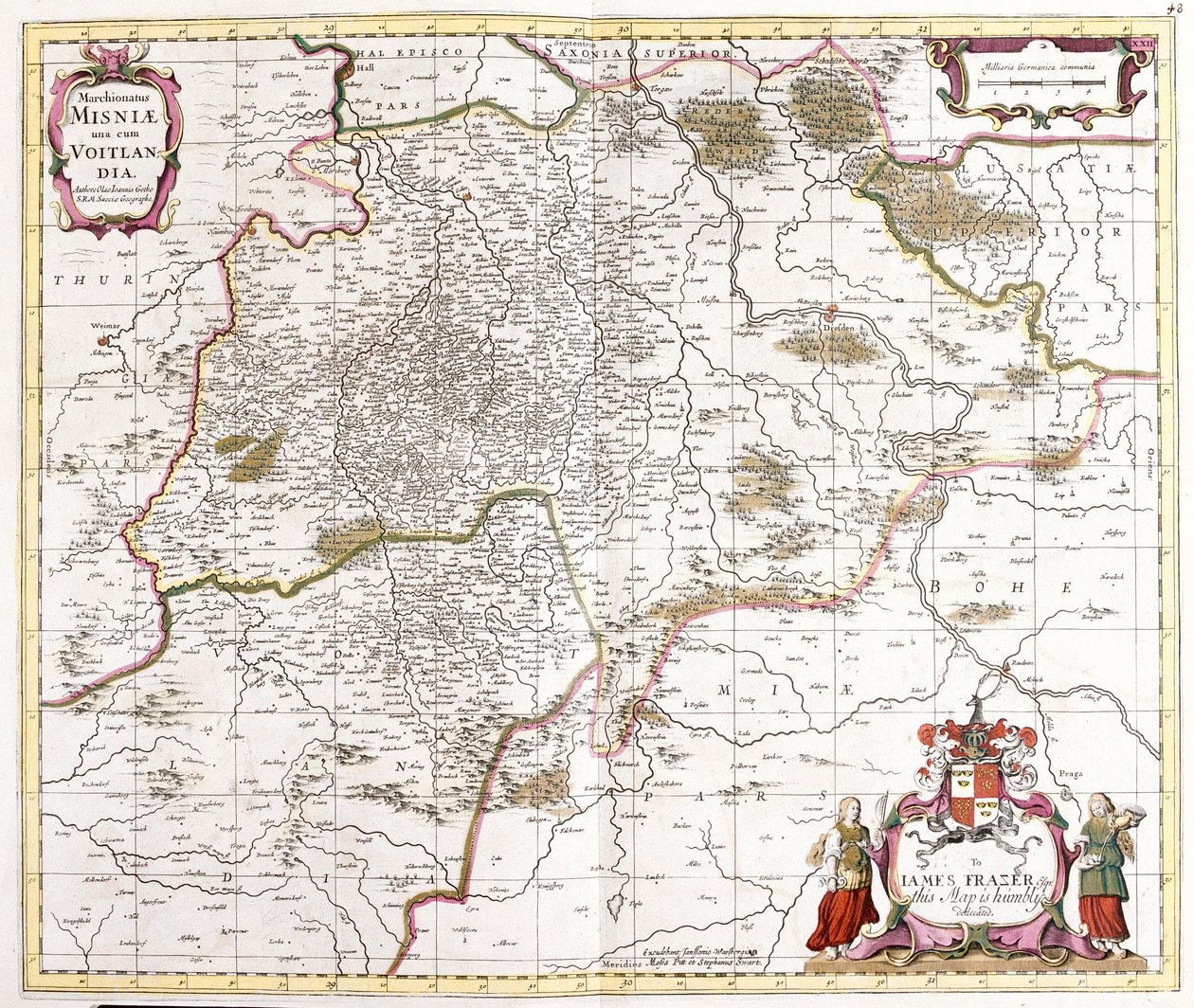 मिस्नी (जर्मनी) के मार्च (मार्जेवेट) का नक्शा (नक़्क़ाशी) द्वारा फ्रेडरिक डे विट
