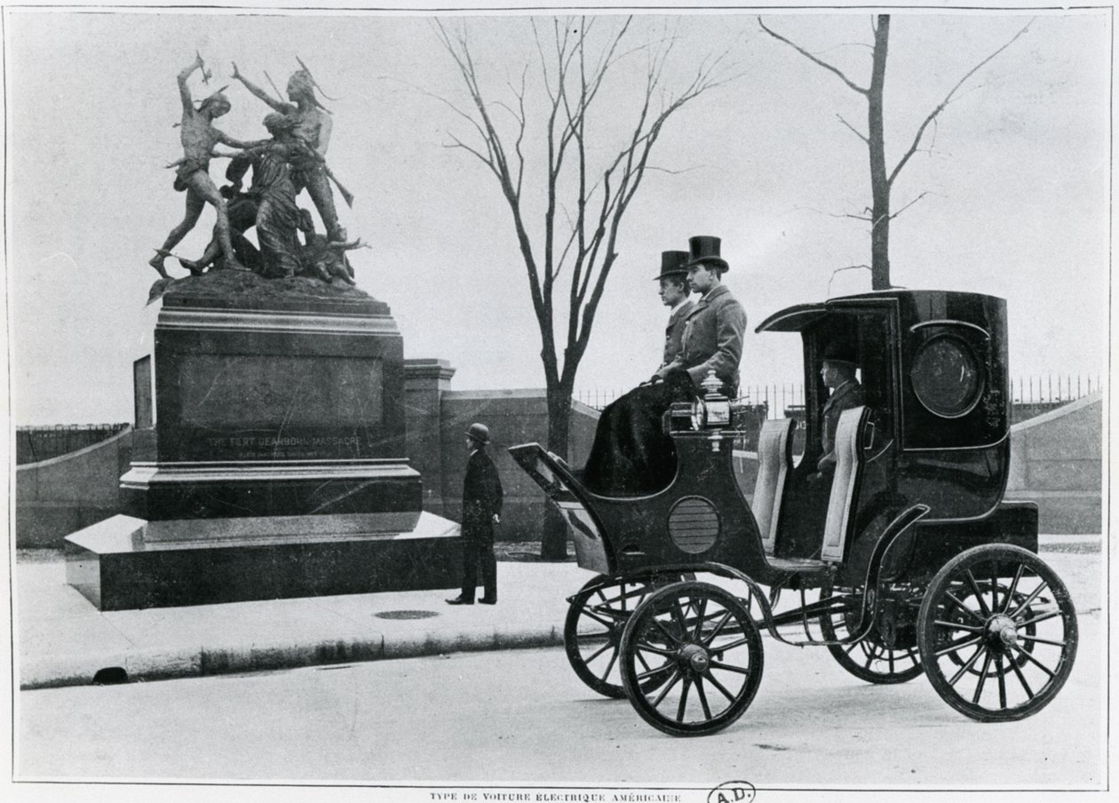 पेरिस में अमेरिकी इलेक्ट्रिकल कार, c.1900 द्वारा फ्रेंच फोटोग्राफर