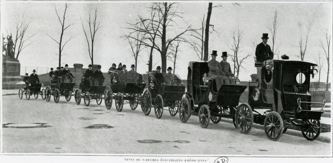पेरिस में अमेरिकी विद्युत कारें, c.1900 द्वारा फ्रेंच फोटोग्राफर