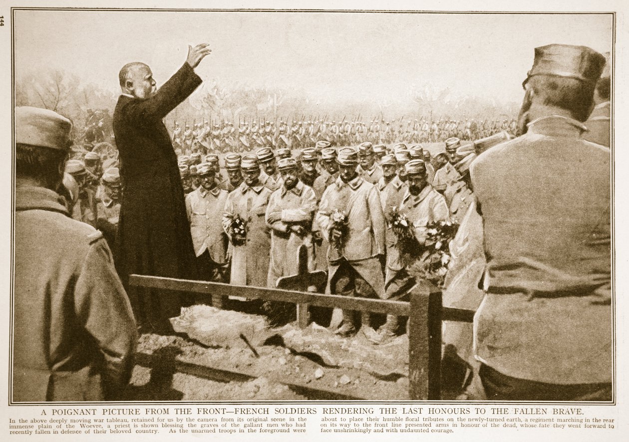 फ्रांसीसी सैनिकों ने 1914-19 में बहादुरों को अंतिम सम्मान प्रदान किया द्वारा फ्रेंच फोटोग्राफर