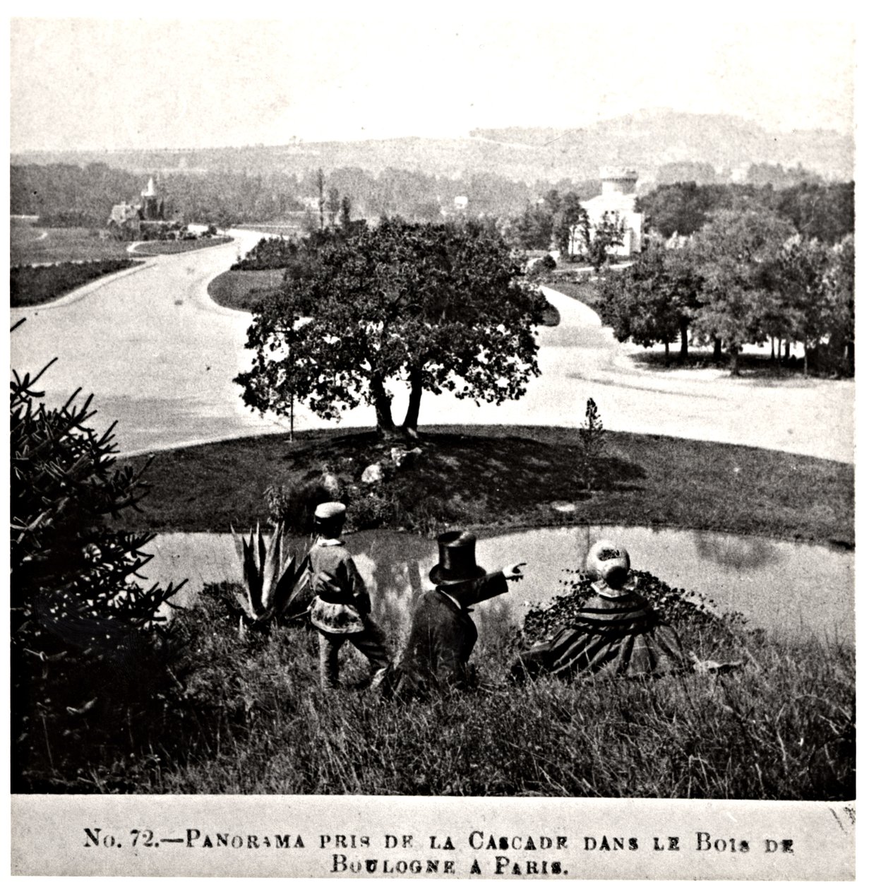 Bois de Boulogne का विहंगम दृश्य, झरने से लिया गया, c.1860-70 द्वारा फ्रेंच फोटोग्राफर