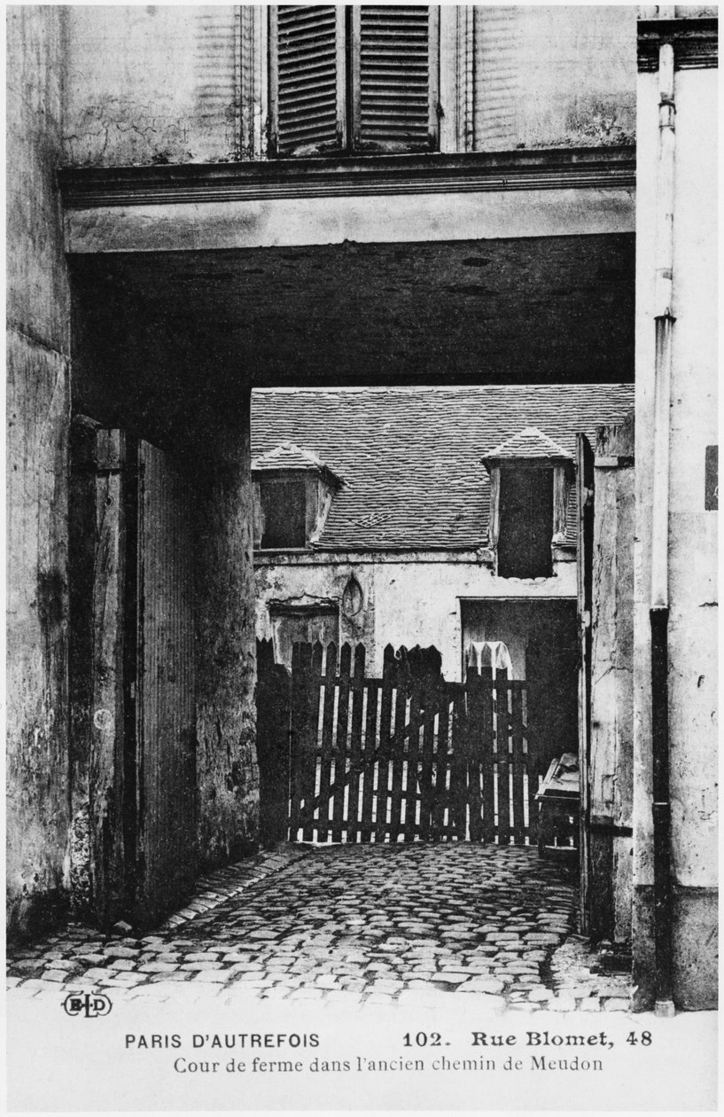 Rue Blomet, Paris, c.1900 को दर्शाने वाला पोस्टकार्ड द्वारा फ्रेंच फोटोग्राफर