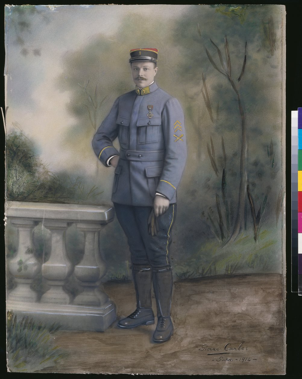 पहली इन्फैंट्री रेजिमेंट की दूसरी लेफ्टिनेंट, 1916 (रंगीन फोटो) द्वारा फ्रेंच फोटोग्राफर