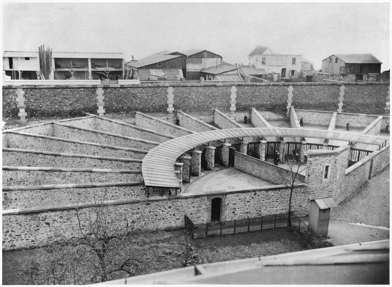 माज़ा जेल की सैर, पेरिस, c.1900 द्वारा फ्रेंच फोटोग्राफर