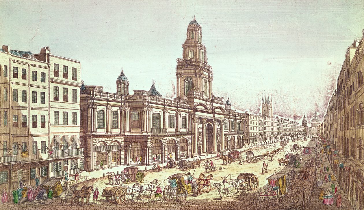 रॉयल एक्सचेंज का एक दृश्य, मोहिते द्वारा उकेरा गया, c.1754 द्वारा फ्रेंच स्कूल