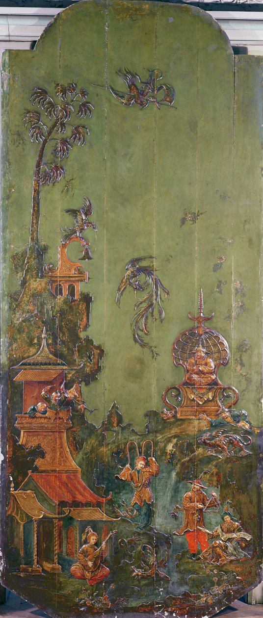 वायु, चार तत्वों को दर्शाने वाले पैनलों की एक श्रृंखला से, c.1730 (पॉलीक्रोम लकड़ी) द्वारा फ्रेंच स्कूल