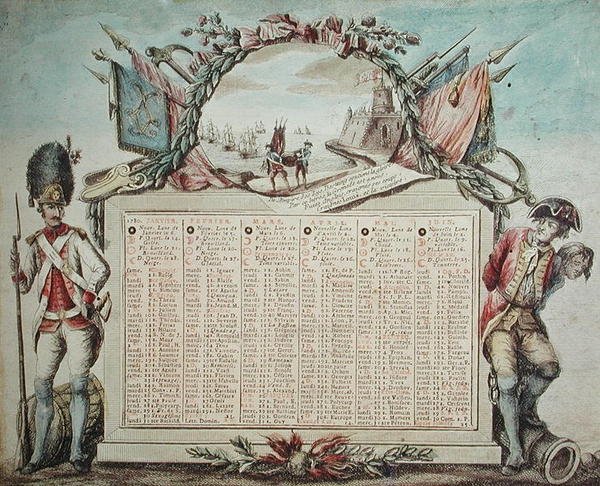1780 का कैलेंडर द्वारा फ्रेंच स्कूल
