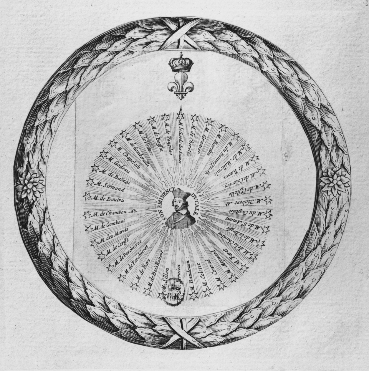 कार्डिनल रिचल्यू (1585-1642) सूर्य के केंद्र के रूप में, जनवरी 1635 द्वारा फ्रेंच स्कूल