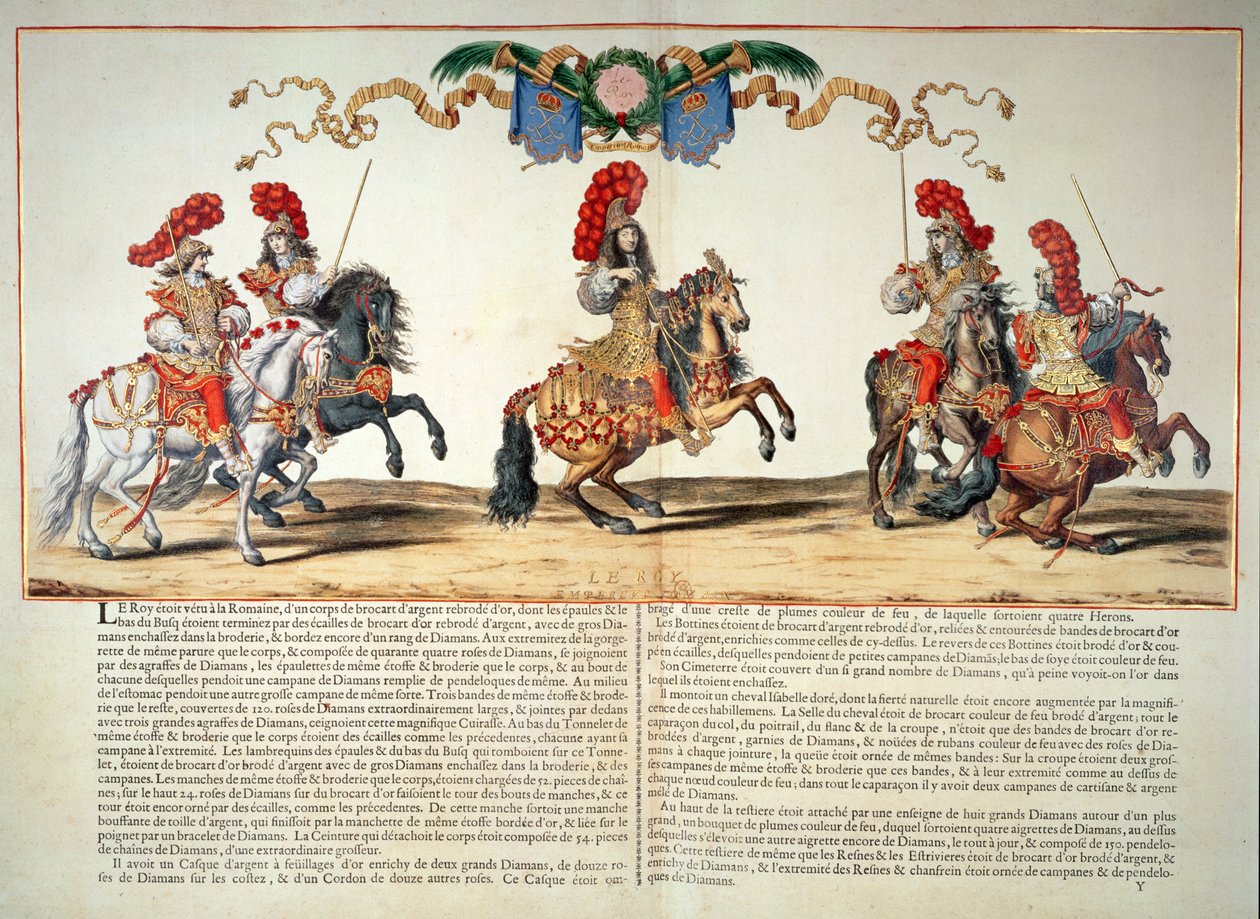 5 जून 1662 को ट्यूलरीज के सामने लुई XIV (1638-1715) द्वारा हिंडोला प्रदर्शन किया गया द्वारा फ्रेंच स्कूल
