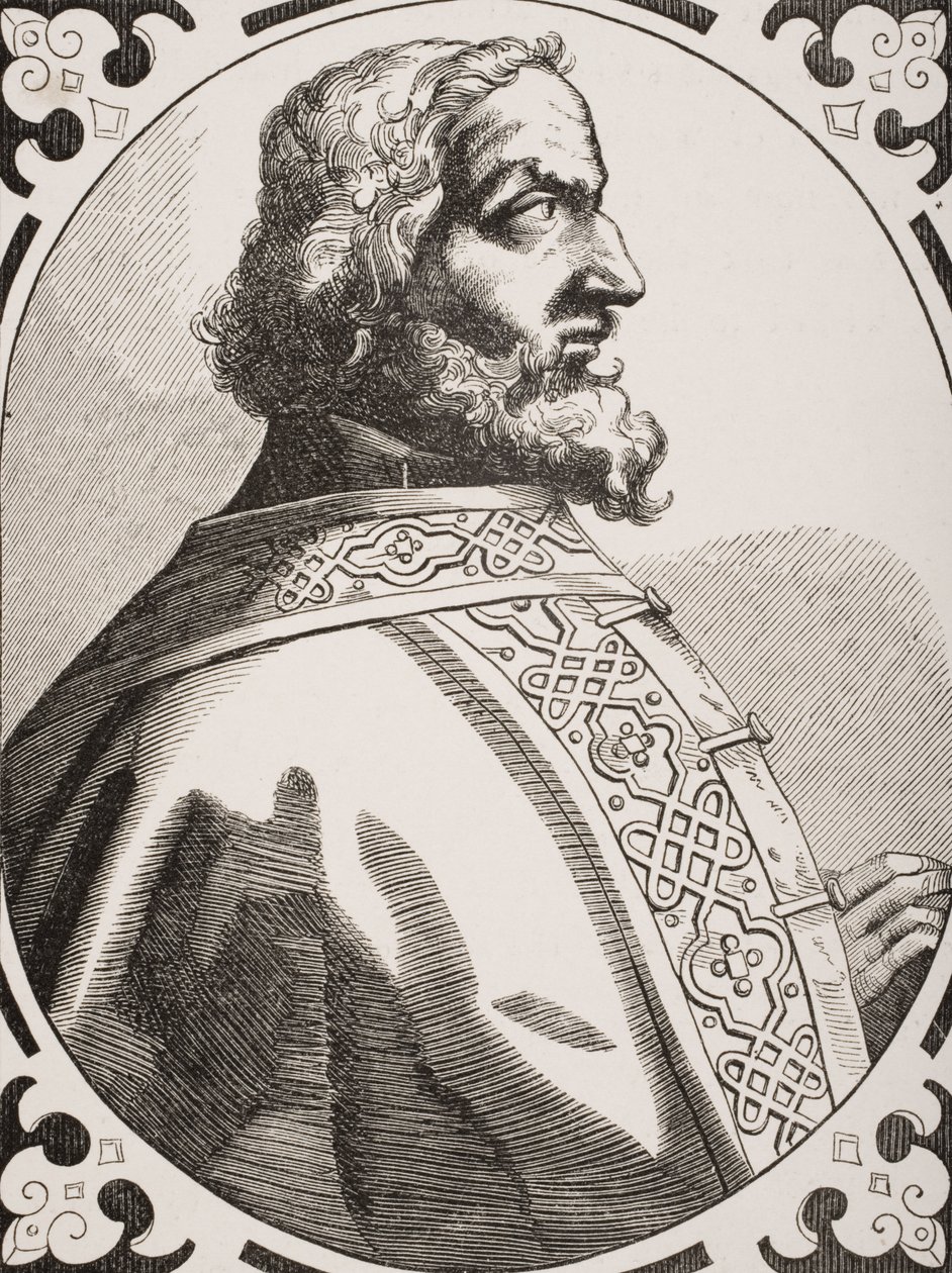 शारलेमेन (747-814) फ्रैंक्स और लोम्बार्ड्स के राजा, 16 वीं शताब्दी के उत्कीर्णन के बाद, पॉल लैक्रॉइक्स (1806-84) द्वारा &39;ले मोयेन एज एट ला पुनर्जागरण&39; से 1847 प्रकाशित द्वारा फ्रेंच स्कूल