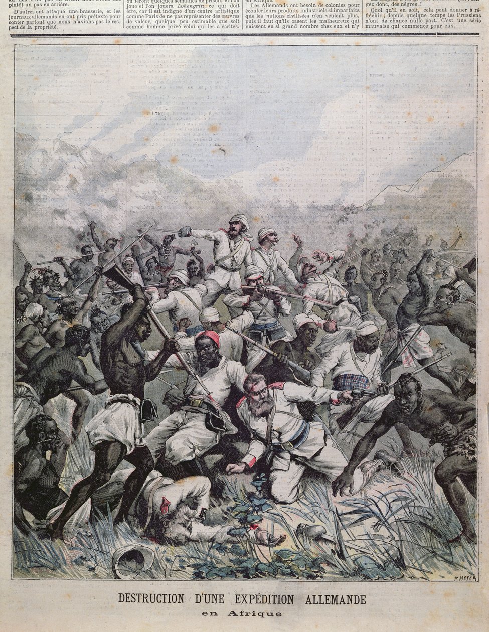 अफ्रीका में जर्मन अभियान का विनाश, ले पेटिट जर्नल, 1891 से चित्रण को कवर करता है द्वारा फ्रेंच स्कूल