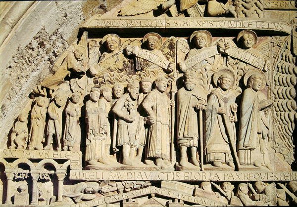वेस्ट पोर्टल पर tympanum पर अंतिम निर्णय से विस्तार, c.1140 द्वारा फ्रेंच स्कूल