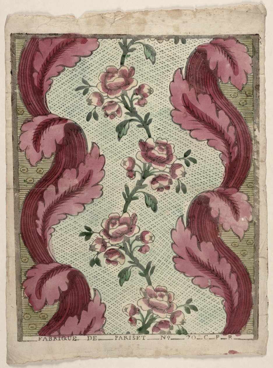 पेरिस के राइस के साथ डोमिनोज़ पेपर, लियोन द्वारा निर्मित, c.1760-70 द्वारा फ्रेंच स्कूल